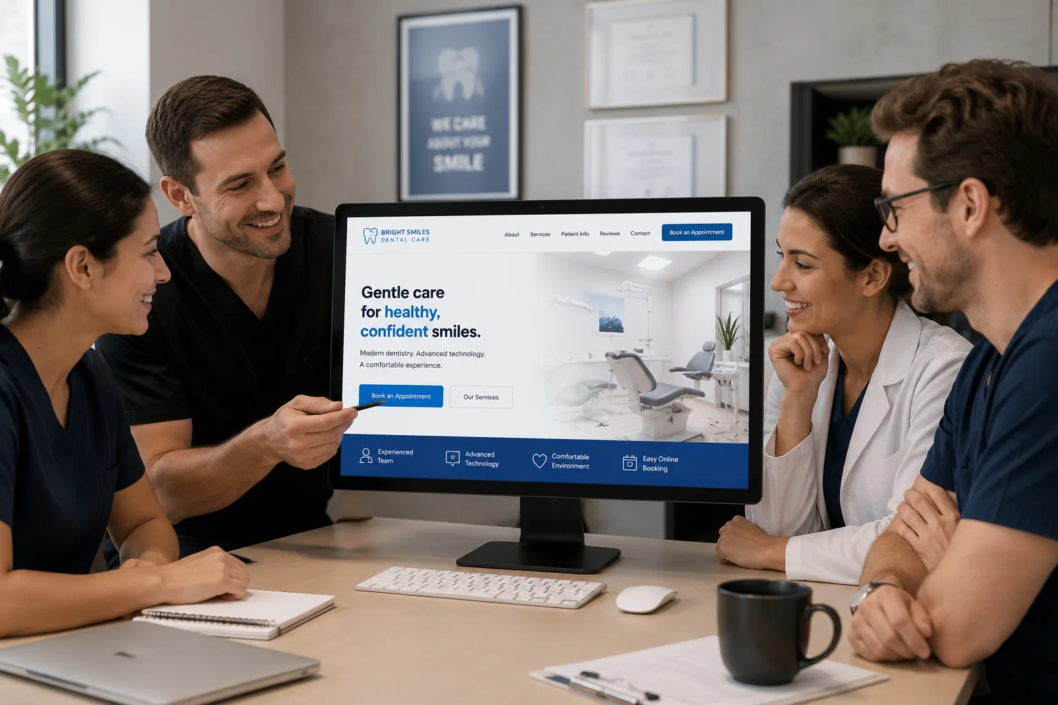 Practice team reviewing their new website